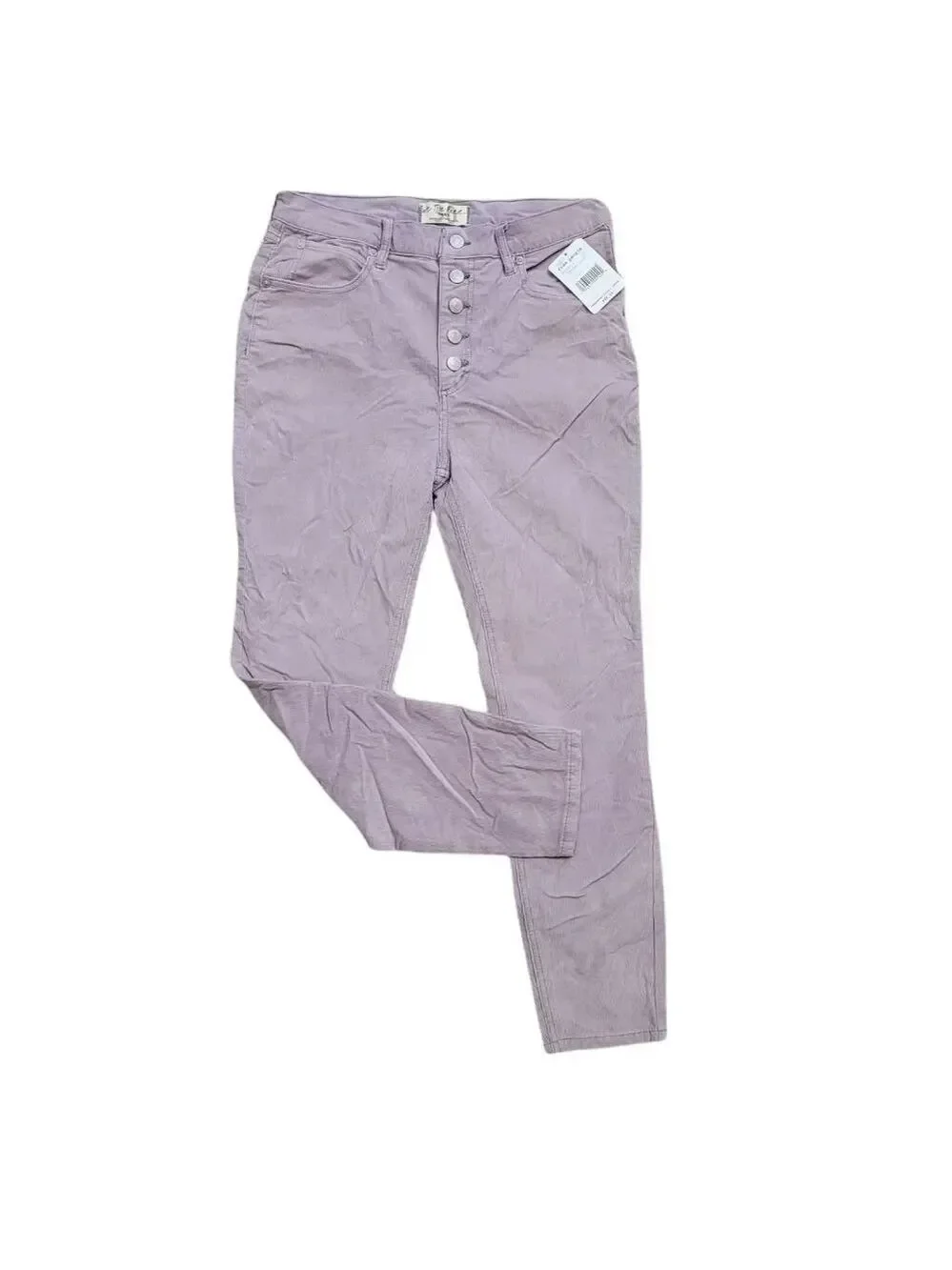 Free People Women's Sun Chaser Corduroy Skinny Ankle Jeans In Frosted Lilac